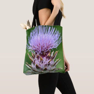Lila Artischockendistel-Blütenkopf-Blume Tasche