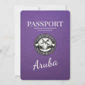 Lila Aruba Reisepass Save The Date (Vorderseite)