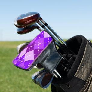 Lila Arygle mit weißem Stich Personalisiert Golf Headcover