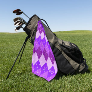 Lila Arygle mit weißem Stich Personalisiert Golfhandtuch
