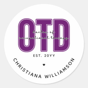 Lila Arzt für Arbeitstherapie Runder Aufkleber