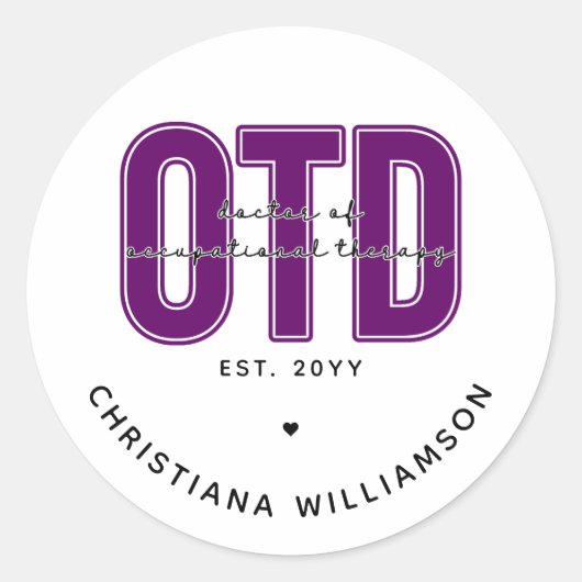 Lila Arzt für Arbeitstherapie Runder Aufkleber (Vorderseite)