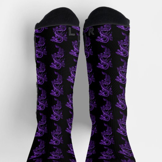 Lila asiatische Drachen Socken (Oben)