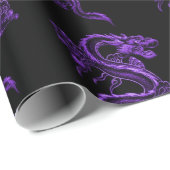 Lila asiatischer Drache Geschenkpapier (Rolleneckpunkt)