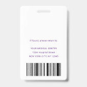 Lila Assistent für moderne Sicherheit Ausweis (Rückseite)