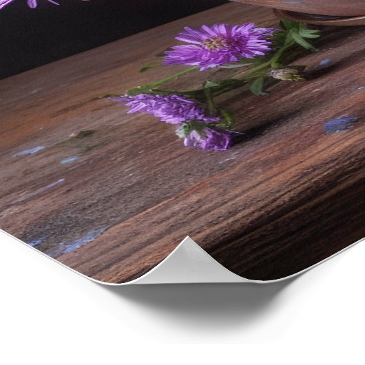Lila Aster-Blume Art Print Poster (Ecke)