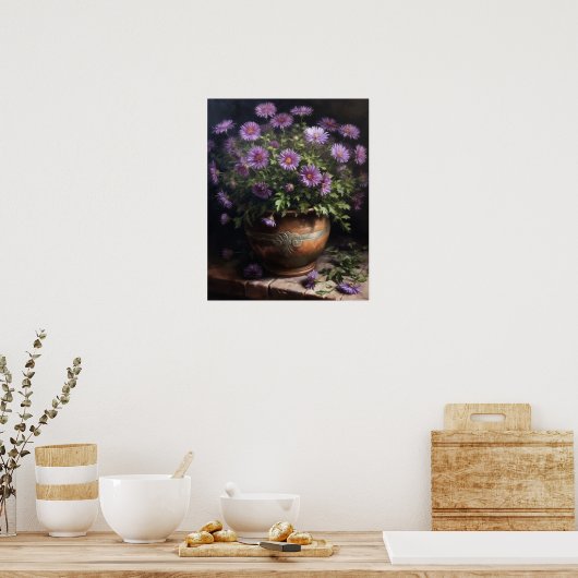 Lila Aster-Blume Art Print Poster (Küche)