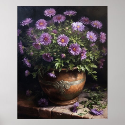 Lila Aster-Blume Art Print Poster (Vorne)