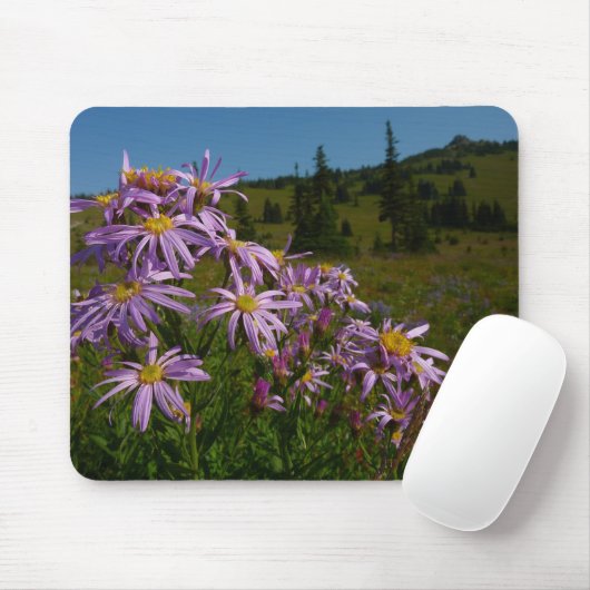 Lila Aster-Blume auf dem Rainier Mousepad (Mit Mouse)