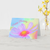 Lila Aster Blume Happy Birthday Karte (Gelbe Blume)