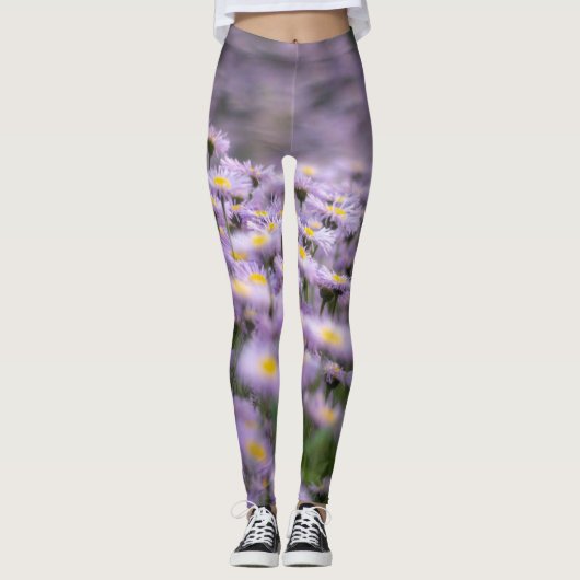 Lila Aster-Blume Leggings (Vorderseite)