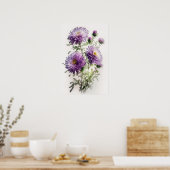 Lila Aster Blumen Art Print Poster (Küche)