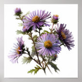 Lila Aster Blumen Art Print Poster (Vorne)