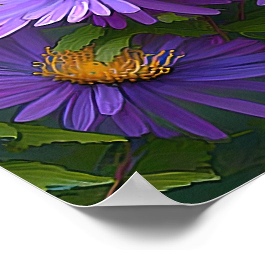Lila Aster Blumen Art Print Poster (Ecke)