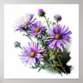 Lila Aster Blumen Art Print Poster (Vorne)