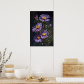 Lila Aster Blumen Art Print Poster (Küche)