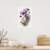 Lila Aster Blumen Art Print Poster (Küche)