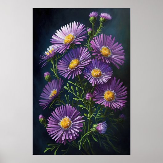 Lila Aster Blumen Art Print Poster (Vorne)