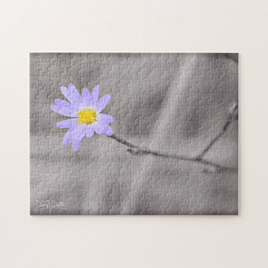 Lila Aster in selektiver Farbe Puzzle (Horizontal)