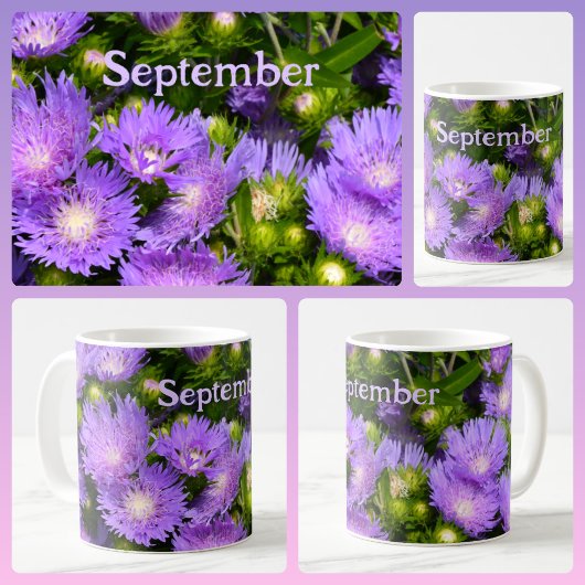 Lila Aster-Wildblumen Fotografie Kaffeetasse