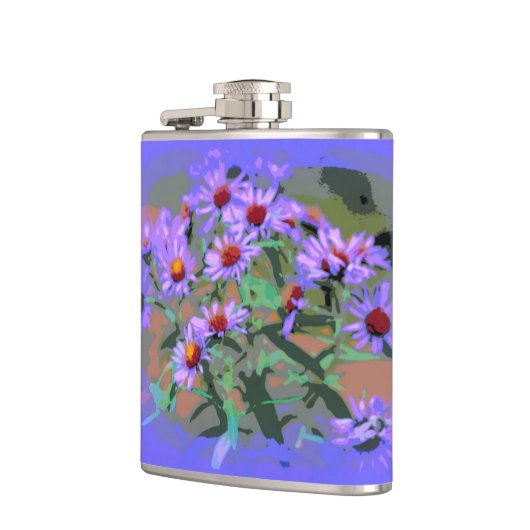 lila Asterflasche Flachmann (Links)