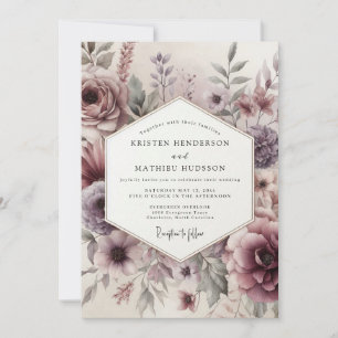Lila Ätherische Florale Hochzeit Einladung