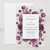 Lila-ätherische Hochzeitsblüte Einladung (Vorne/Hinten)