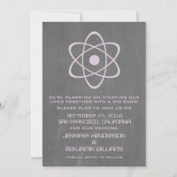 Lila Atomkarton Save the Date einladen