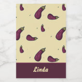 Lila Auberginen auf gelb Lebensmitteletikett (Einzelnes Label)