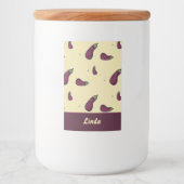 Lila Auberginen auf gelb Lebensmitteletikett (Vorderseite)