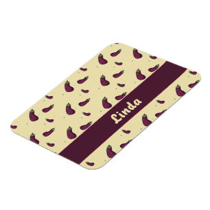 Lila Auberginen auf gelb Magnet