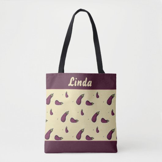 Lila Auberginen auf gelb Tasche (Vorderseite)