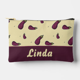 Lila Auberginen auf gelb Zubehörtasche