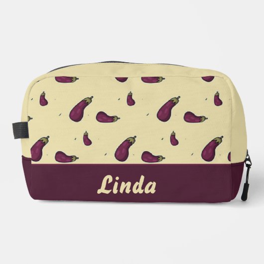 Lila Auberginen in Cremefarben Waschbeutel (Vorderseite)