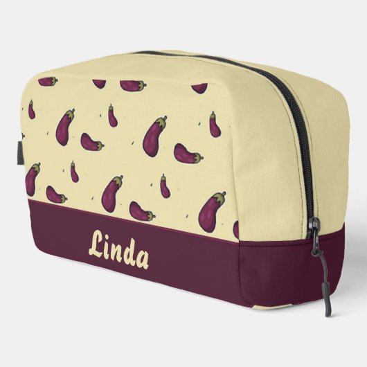 Lila Auberginen in Cremefarben Waschbeutel (Rechte Ecke)