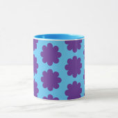 Lila auf Aqua Blue Retro Blume Tasse Cup (Zentrum)
