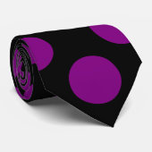 Lila auf Black Riant Size Polka Dots Neck Tie Krawatte (Gerollt)