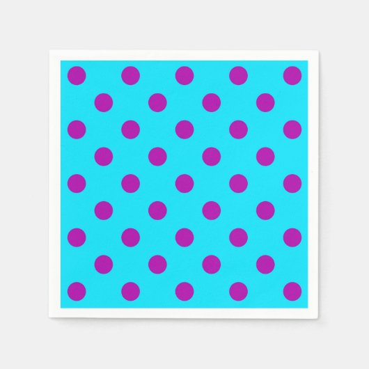 Lila auf Blau Punkte Muster Design Serviette (Vorderseite)