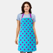 Lila auf blauem Punkte-Muster-Design Schürze (Getragen)