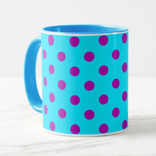 Lila auf blauem Punkte-Muster-Design Tasse