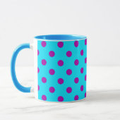 Lila auf blauem Punkte-Muster-Design Tasse (Links)