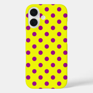 Lila auf gelben Punkten Musterdesign iPhone 16 Hülle