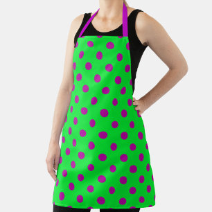 Lila auf grünem Polka-Punkte-Musterdesign Schürze