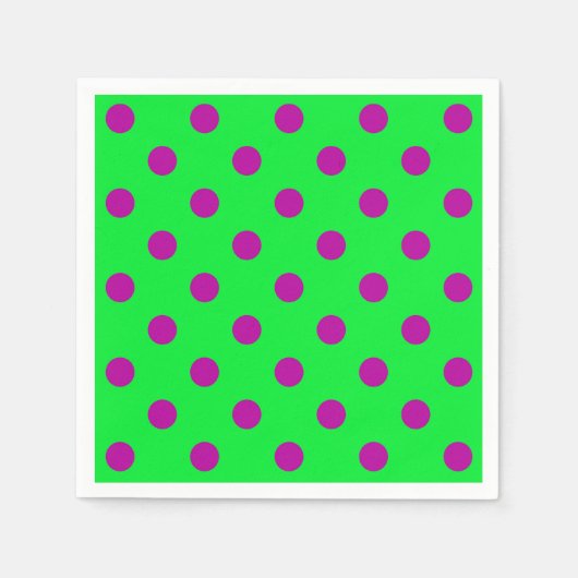 Lila auf grünem Polka-Punkte-Musterdesign Serviette (Vorderseite)