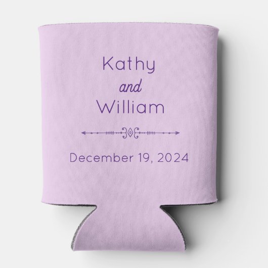 Lila auf Lila Namen und Datum Dosenkühler (Rückseite)