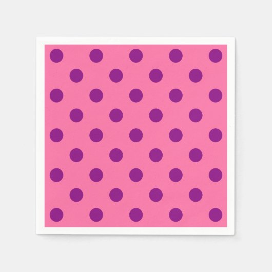 Lila auf rosa Polka Dots Design Serviette (Vorderseite)