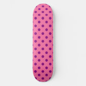 Lila auf rosa Polka Dots Design Skateboard (Vorderseite)