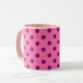 Lila auf rosa Polka Dots Design Tasse (Vorderseite Links)