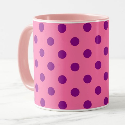 Lila auf rosa Polka Dots Design Tasse