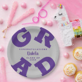 Lila auf Silver Gray Grad Custom Pappteller (Party)